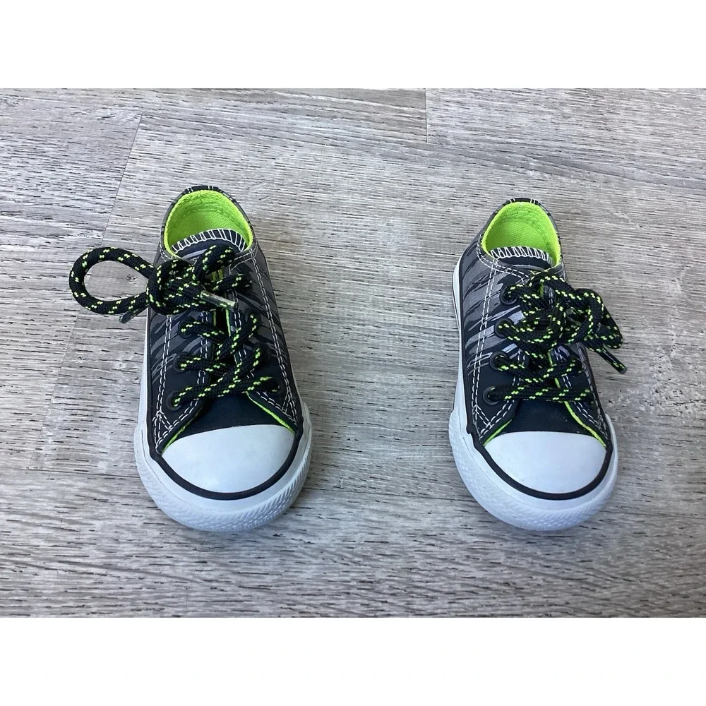 Converse Chuck Taylor All Star Baby 5 Oxford Black/Bold Lime 754410C Dinosaur